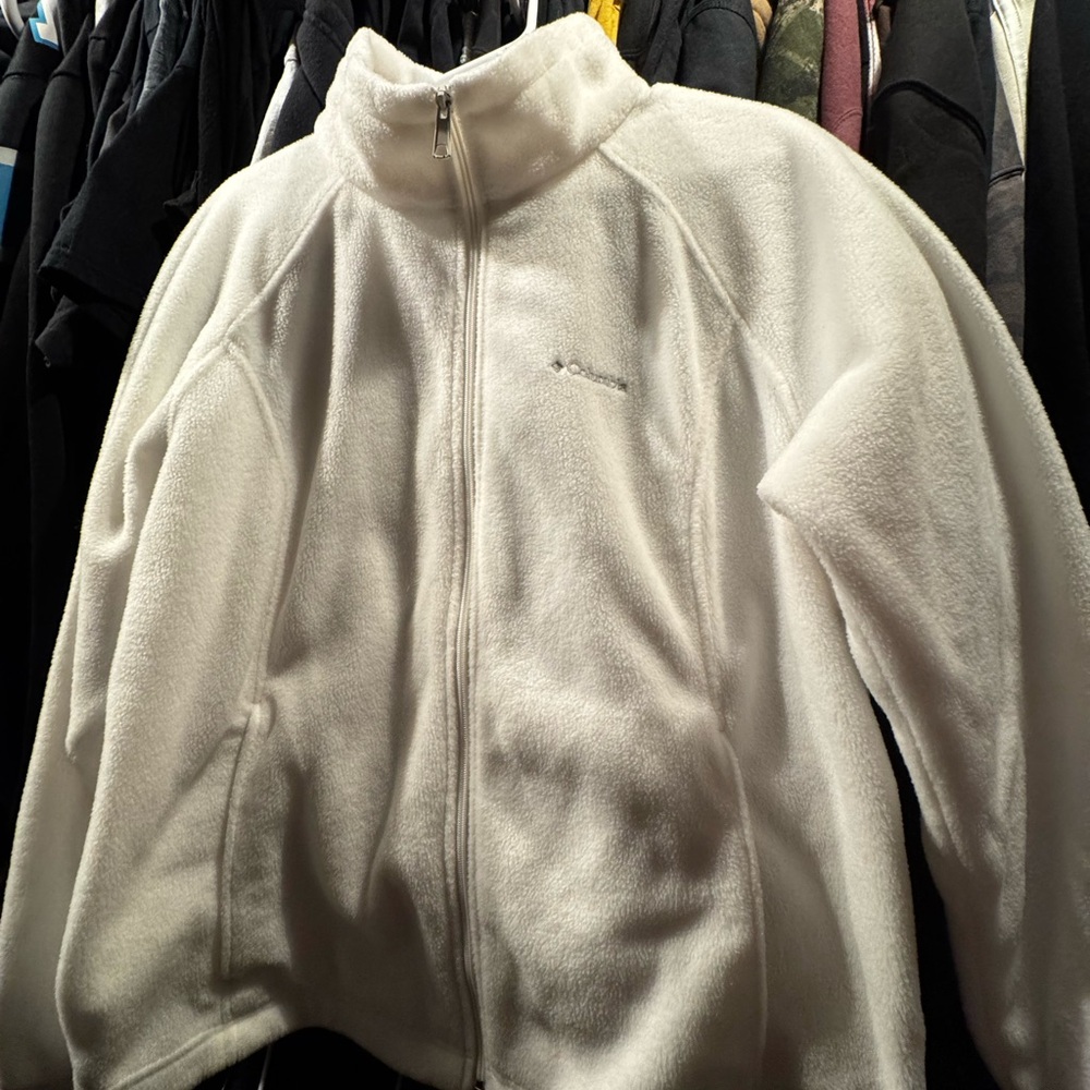 White Columbia Fleece Zip-Up Jacket 2X